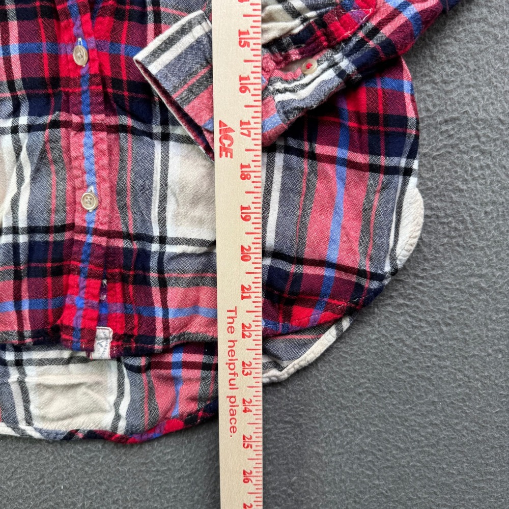 American Eagle Plaid Shirt Women XS Red Boyfriend Fit Flannel Button Up Soft - Picture 5 of 10